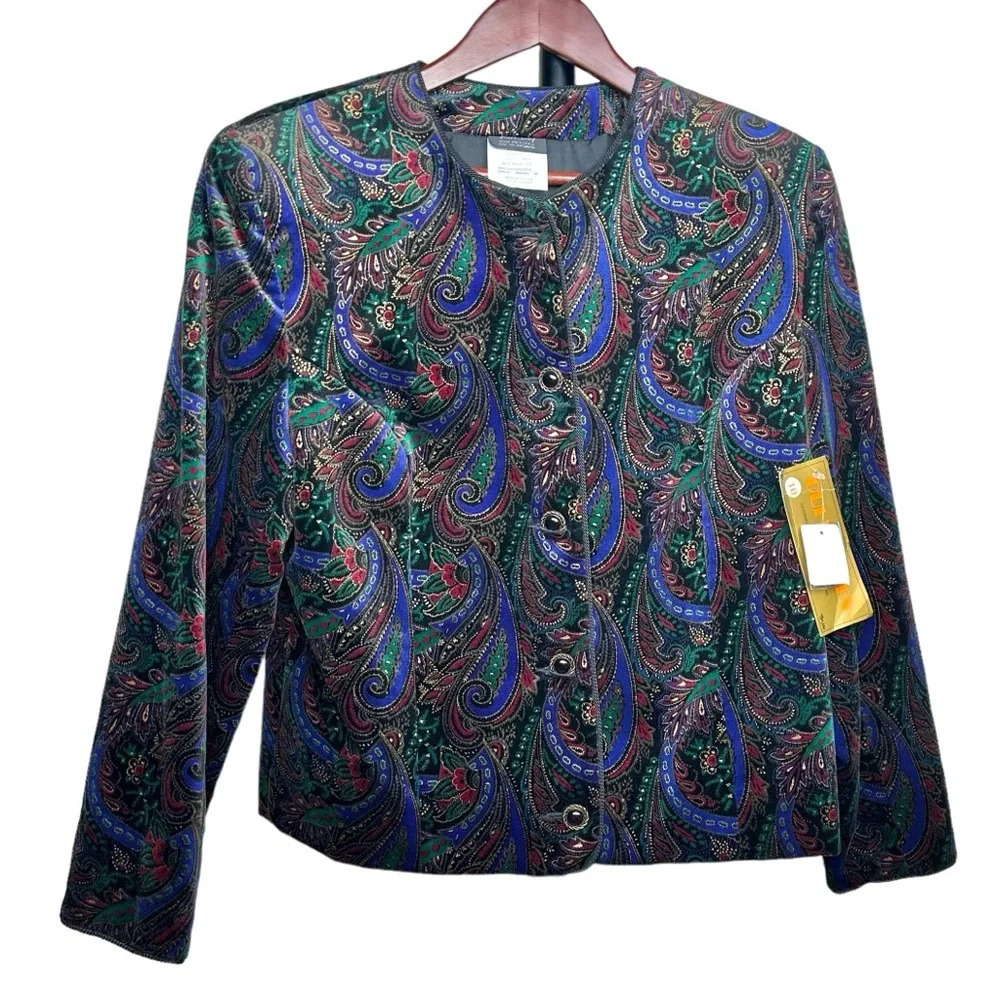 Vintage TanJay Women's Petite 10 NEW Jacket Damask Ornate  Art to Wear Deadstock